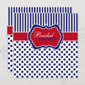 Rote weiße blaue Tupfen-Streifen-Dusche laden ein Einladung (Vorne/Hinten)