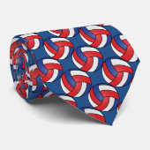 Rote, weiße, blaue Volleyballdesigns Krawatte (Gerollt)