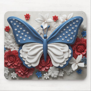 ROTE WEISSE BLUE PATRIOTISCHE SCHALTFLÄCHE UND BLU MOUSEPAD