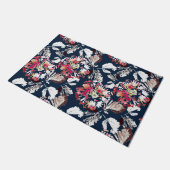 Rote, weiße Blume auf blau. Fußmatte (Schrägansicht)