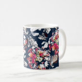 Rote, weiße Blume auf blau. Kaffeetasse (VorderseiteRechts)