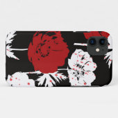 Rote, weiße Blume auf schwarz Case-Mate iPhone Hülle (Rückseite (Horizontal))