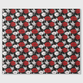 Rote, weiße Blume auf schwarz Geschenkpapier (Flach)