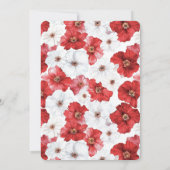 Rote weiße Blume Blumenhochzeit Einladung (Rückseite)