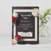 Rote weiße Blume Elegante Moderne Geburt Einladung (Stehend Vorderseite)