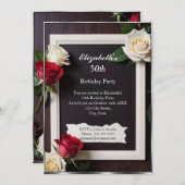 Rote weiße Blume Elegante Moderne Geburt Einladung (Vorne/Hinten)