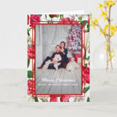 Rote weiße Blume Familie Foto Frohe Weihnachten Karte (Gelbe Blume)