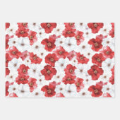 Rote weiße Blume Herz Brautparty Geschenkpapier Set (Vorderseite)