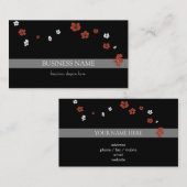 Rote weiße Blumen elegant Visitenkarte (Vorne/Hinten)