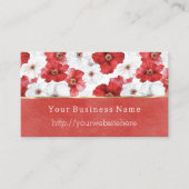 Rote Weiße Blumen Firmenname Webseite Visitenkarte (Vorderseite)