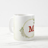Rote weiße Blumen Grün Kaffeetasse (Vorderseite Links)