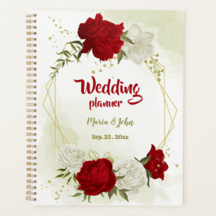 rote weiße Blumen Hochzeit Planer