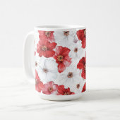 Rote Weiße Blumen Kaffeetasse (Vorderseite Links)