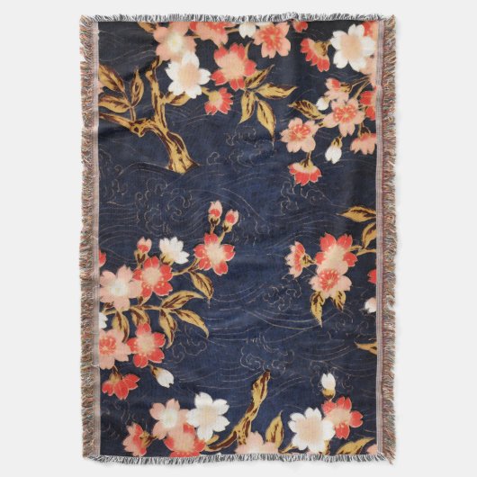 ROTE WEISSE BLUMEN, TIEFE BLUE FLORAL DECKE (Vorderseite Vertikal)