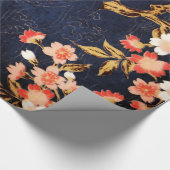 ROTE WEISSE BLUMEN, TIEFE BLUE FLORAL GESCHENKPAPIER (Ecke)