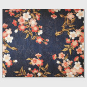 ROTE WEISSE BLUMEN, TIEFE BLUE FLORAL GESCHENKPAPIER (Flach)