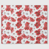 Rote Weiße Blumen Weihnachten Geschenkpapier (Flach)
