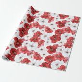 Rote Weiße Blumen Weihnachten Geschenkpapier (Ungerollt)