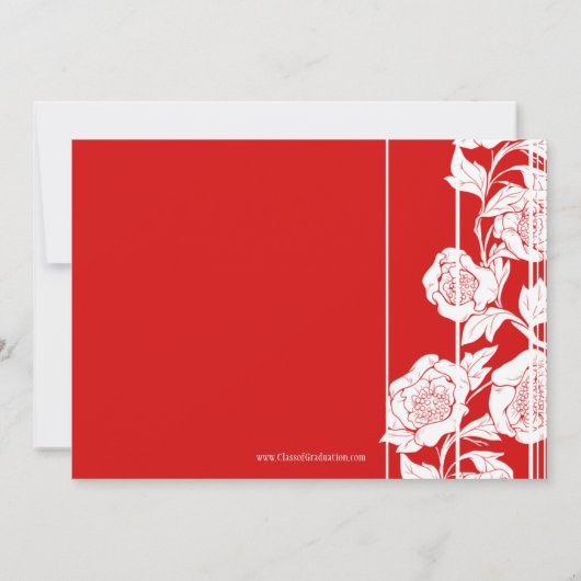 Rote weiße BlumenAbschluss-Partymitteilung Einladung (Rückseite)