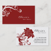 Rote weiße BlumenWirbelsgeschäftskarte Visitenkarte (Vorne/Hinten)