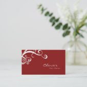 Rote weiße BlumenWirbelsgeschäftskarte Visitenkarte (Stehend Vorderseite)