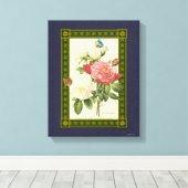 Rote weiße botanische Rose überzogene Canvas Leinwanddruck (Insitu (Holzboden))