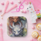 Rote weiße Drachen Pappteller (Party)