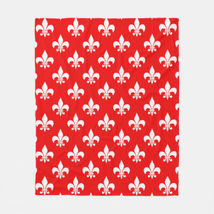 Rote weiße Fleur-de-lis Fleecedecke
