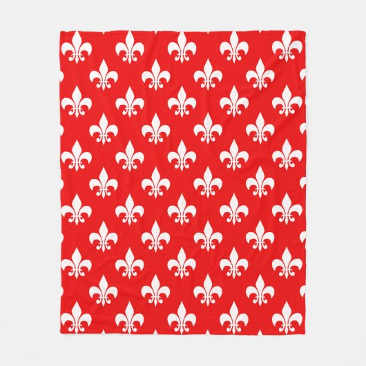 Rote weiße Fleur-de-lis Fleecedecke (Vorderseite)