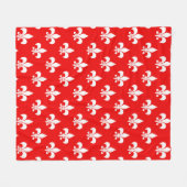 Rote weiße Fleur-de-lis Fleecedecke (Vorderseite (Horizontal))
