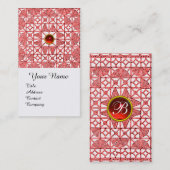 ROTE WEISSE GEOMETRISCHE LACE RUBY GEMSTONE MONOGR VISITENKARTE (Vorne/Hinten)