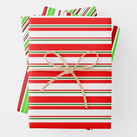 Rote, weiße, grüne, farbige Weihnachtsschmuck Geschenkpapier Set (Beispiel)