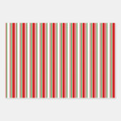 Rote, weiße, grüne, farbige Weihnachtsstreifen Geschenkpapier Set (Vorderseite 2)