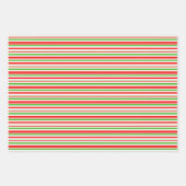 Rote, weiße, grüne, farbige Weihnachtsstreifen Geschenkpapier Set (Vorderseite)