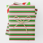 Rote, weiße, grüne, farbige Weihnachtsstreifen Geschenkpapier Set (Beispiel)