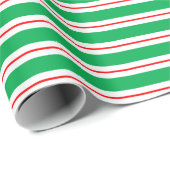 Rote, weiße, grüne Kerzenstreifen Geschenkpapier (Rolleneckpunkt)