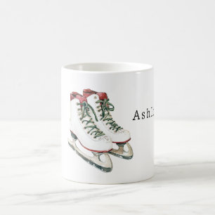 Rote Weiße Grüne Schnürsenkel Winter Eislaufschuhe Kaffeetasse