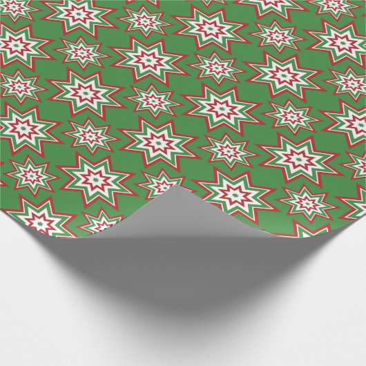 Rote, weiße, grüne Sterne Urlaubsumhüllung p Geschenkpapier (Ecke)