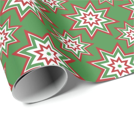 Rote, weiße, grüne Sterne Urlaubsumhüllung p Geschenkpapier (Rolleneckpunkt)