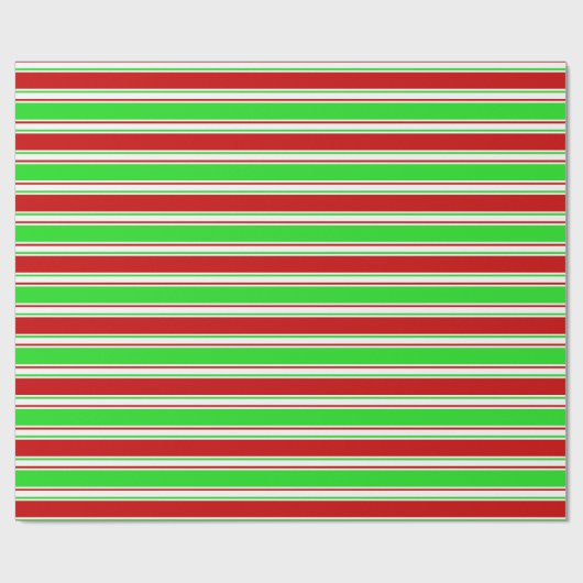 Rote, weiße, grüne Streifen/Linienmuster Geschenkpapier (Flach)