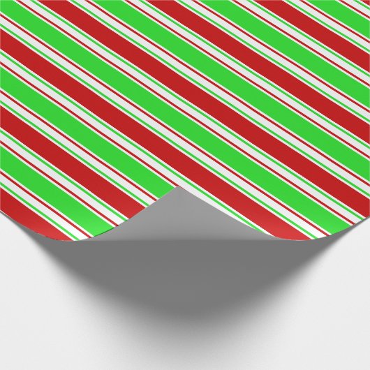 Rote, weiße, grüne Streifen/Linienmuster Geschenkpapier (Ecke)