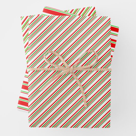 Rote, weiße, grüne Weihnachtsmuster Geschenkpapier Set (Beispiel)