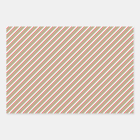 Rote, weiße, grüne Weihnachtsmuster Geschenkpapier Set (Vorderseite)