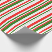 Rote, weiße, grüne Weihnachtsstreifen Geschenkpapier (Ecke)