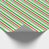 Rote, weiße, grüne Weihnachtsstreifen Inspiriert Geschenkpapier (Ecke)