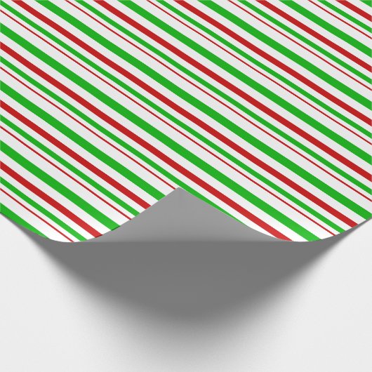 Rote, weiße, grüne Weihnachtsstreifen Inspiriert Geschenkpapier (Ecke)