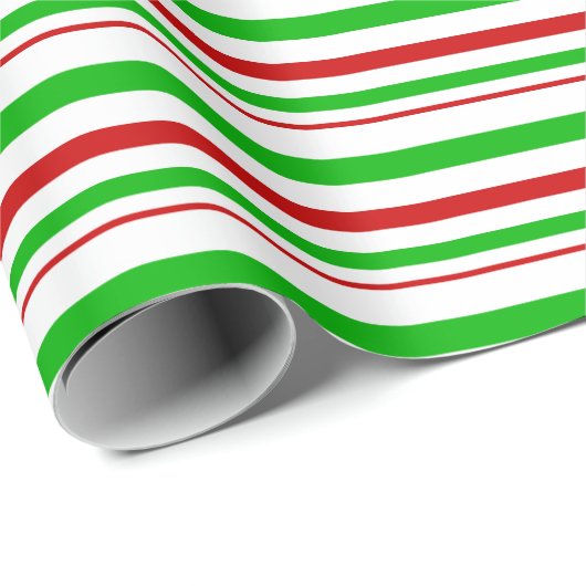 Rote, weiße, grüne Weihnachtsstreifen Inspiriert Geschenkpapier (Rolleneckpunkt)