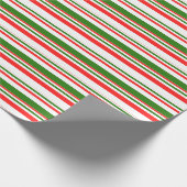 Rote, weiße, grüne WeihnachtsStreifen Inspiriert Geschenkpapier (Ecke)