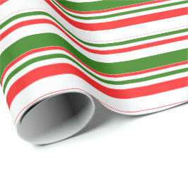 Rote, weiße, grüne WeihnachtsStreifen Inspiriert Geschenkpapier