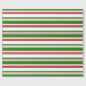 Rote, weiße, grüne WeihnachtsStreifen Inspiriert Geschenkpapier (Flach)